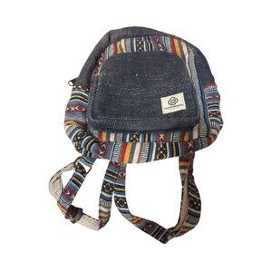 Freakmandu Small Handmade Bohemian Backpack With Ethnic Stripes & Front Pocket